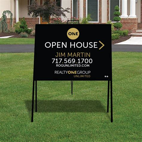 metal open house frames|Custom Metal Frame Real Estate Yard Signs .